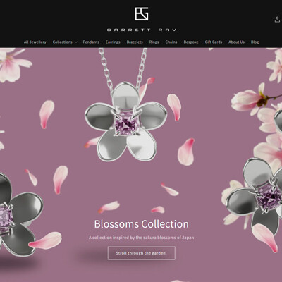 Screenshot of the Garrett Ray Jewellery website, built with Shopify